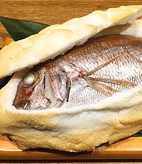 魚昆布塩釜焼き